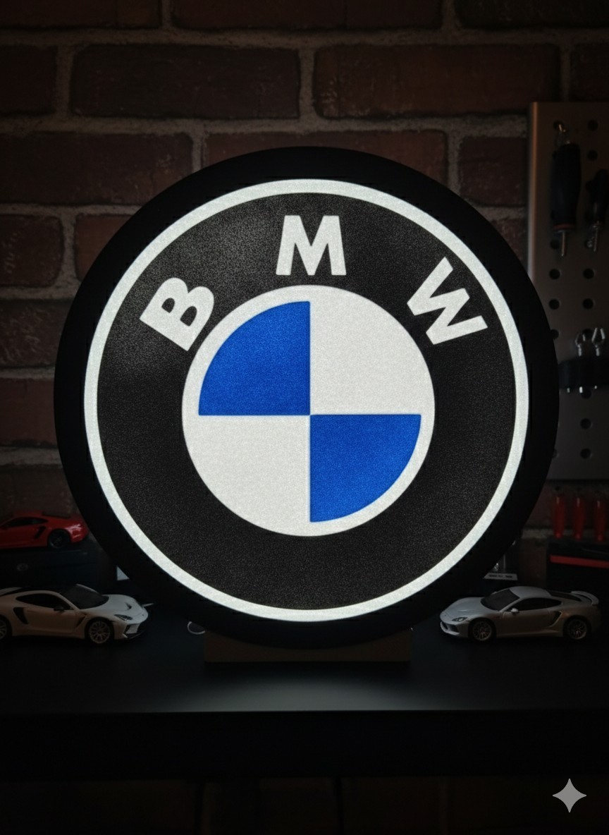 BMW LOGO LED Light Box Sign Lightbox Garage Tool Wall Decor USB POWERED