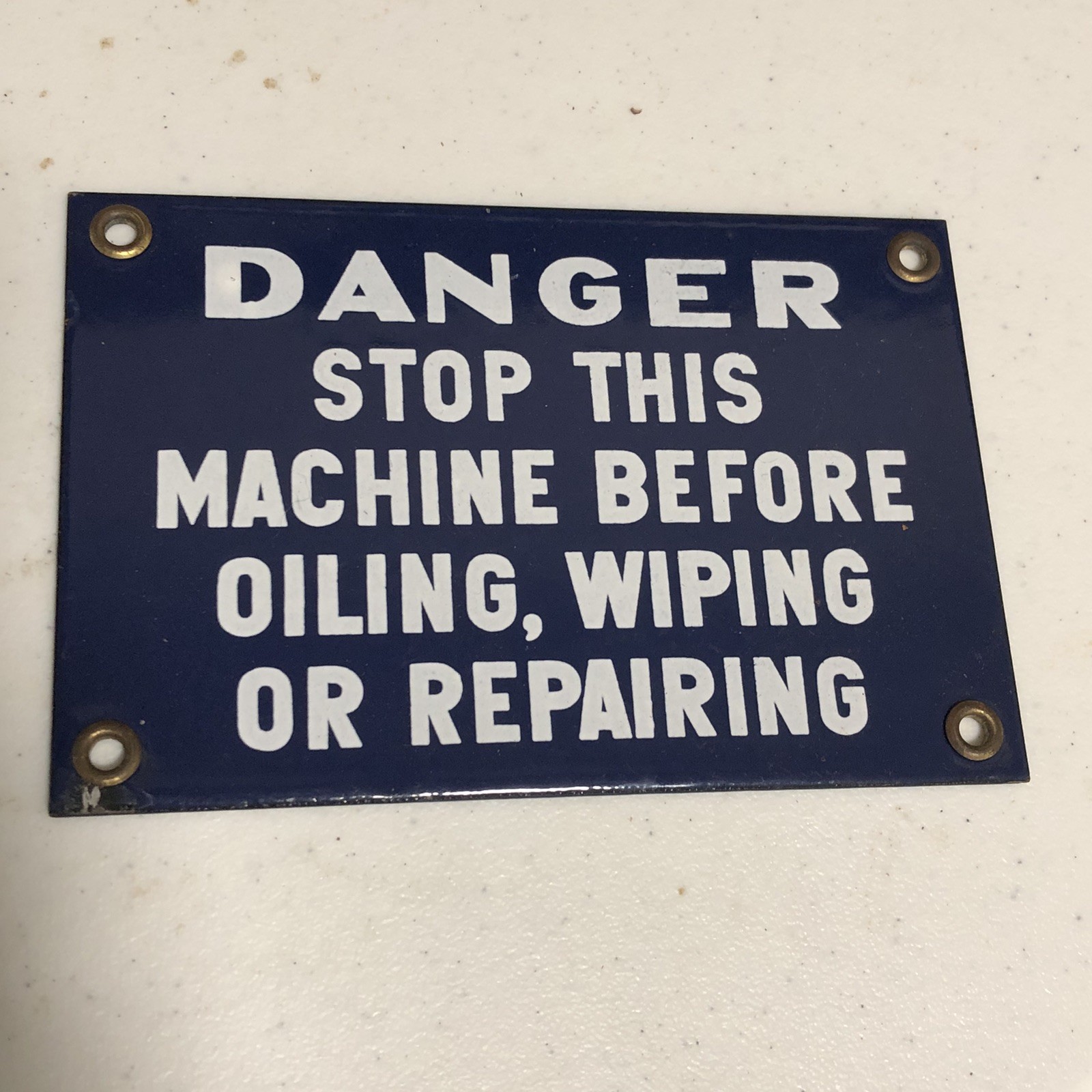 Vintage DANGER Industrial Machine Work Shop Sign 6″×4″ STOP THIS MACHINE BEFORE