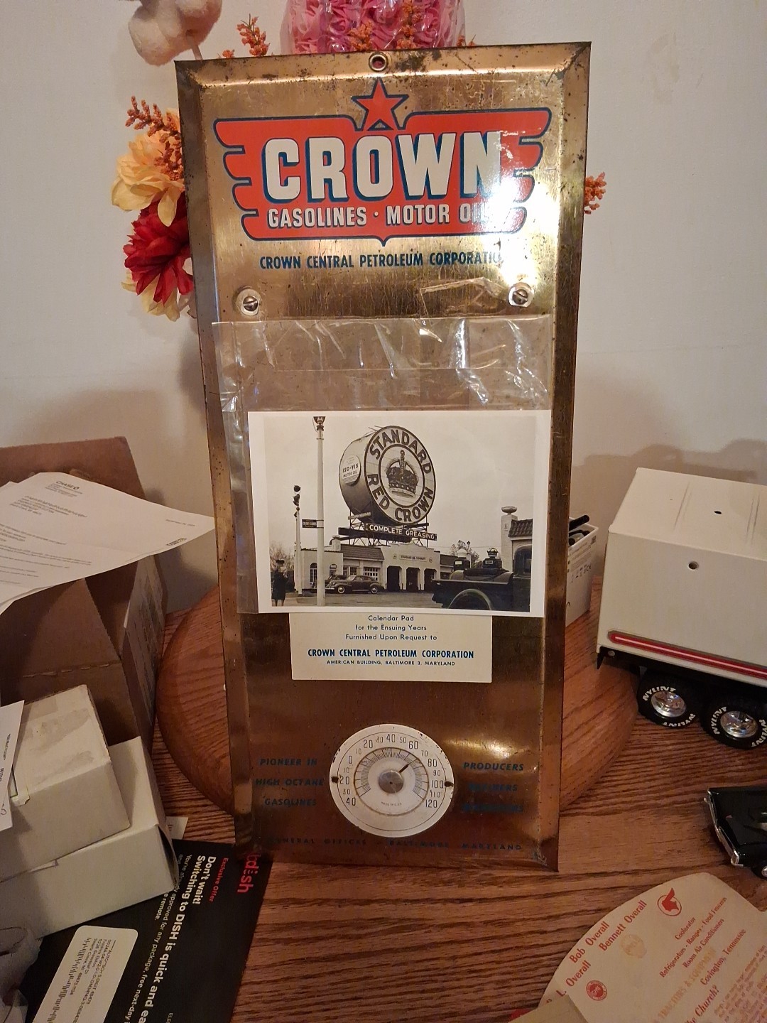 Crown Gas Station Calendar Thermometer