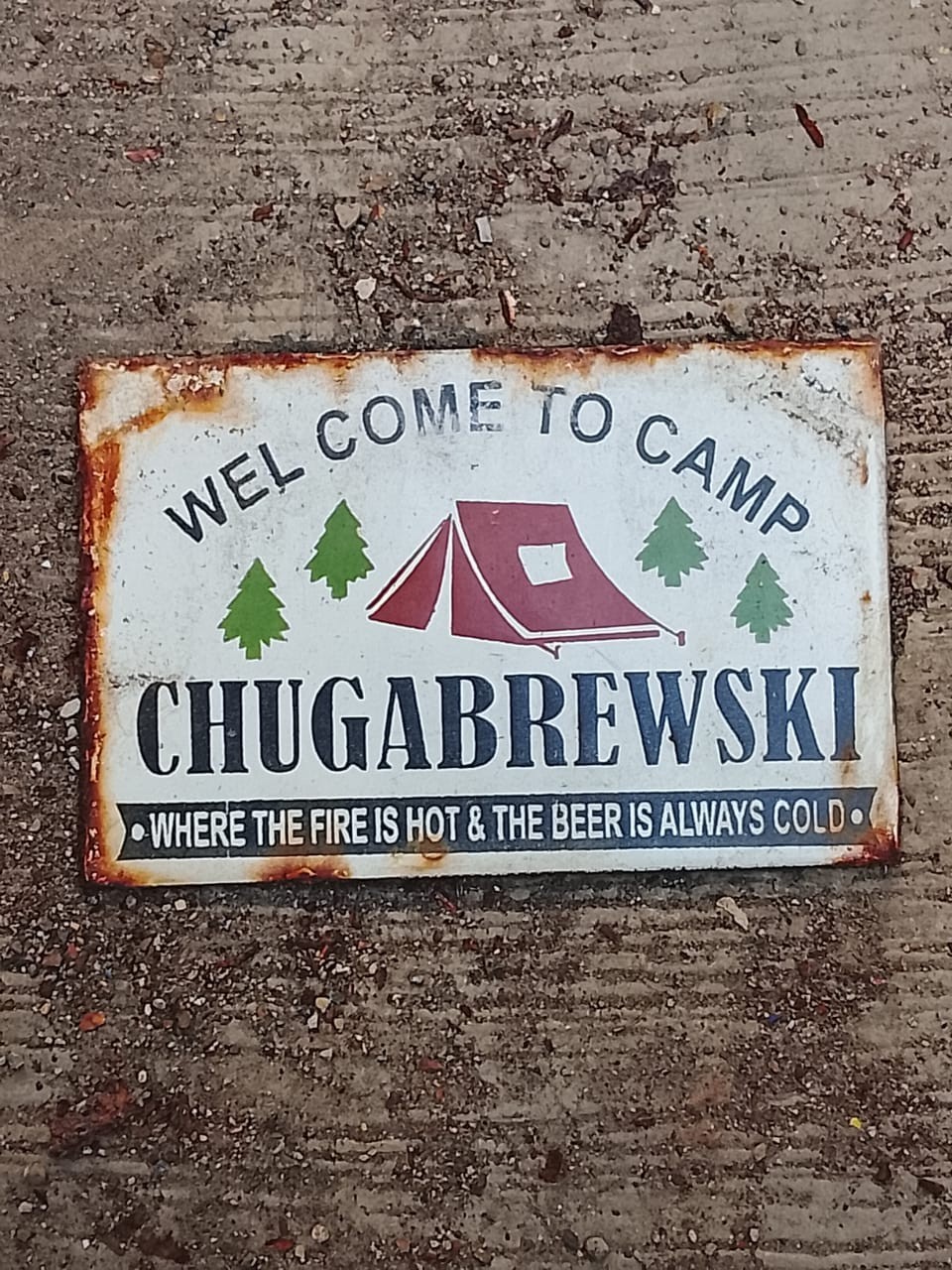 PORCELAIN CHUDABREWSKI ENAMEL SIGN 8X5 INCHES