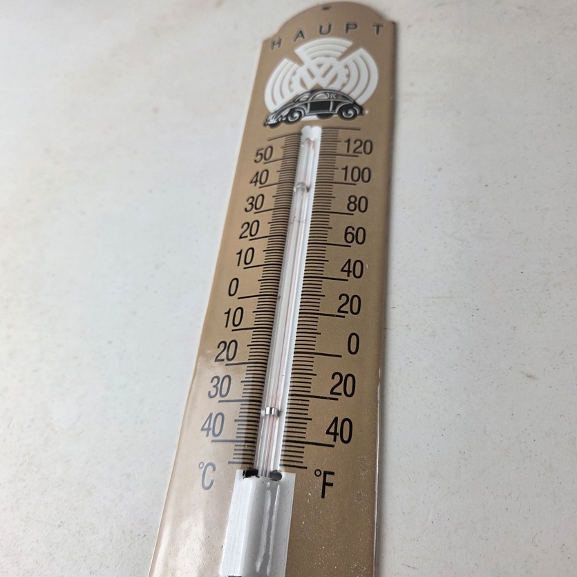 Vintage Volkswagen Automobiles Sign – Service Bug Sign on Porcelain Thermometer
