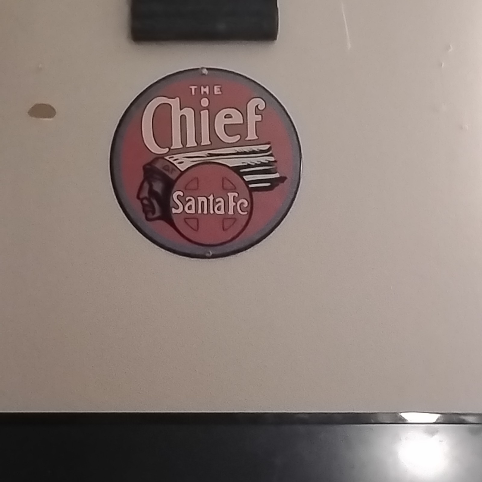 VINTAGE SANTA FE CHIEF PORCELAIN SIGN TRAIN STATION FREIGHT RAIL ROAD GAS OIL