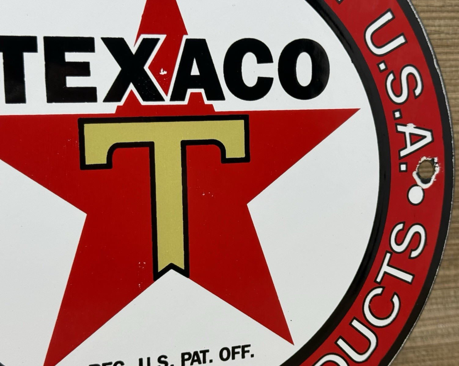 VINTAGE TEXACO MOTOR OIL PORCELAIN SIGN TEXAS GASOLINE GAS STATION PUMP PLATE