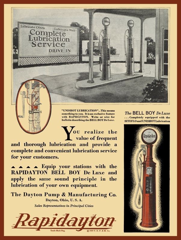 1929 Style RAPIDAYTON Bell Boy Gas Pump New Sign: 18×24″ USA STEEL XL Size
