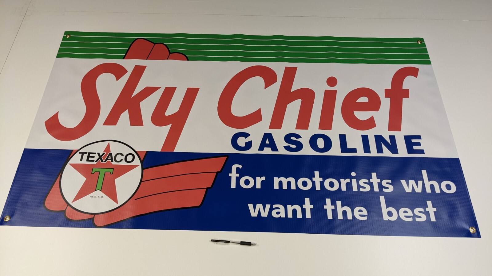 Texaco Vintage 40’s Style Dealer Promo Banner Sign Sky Chief Gas Oil