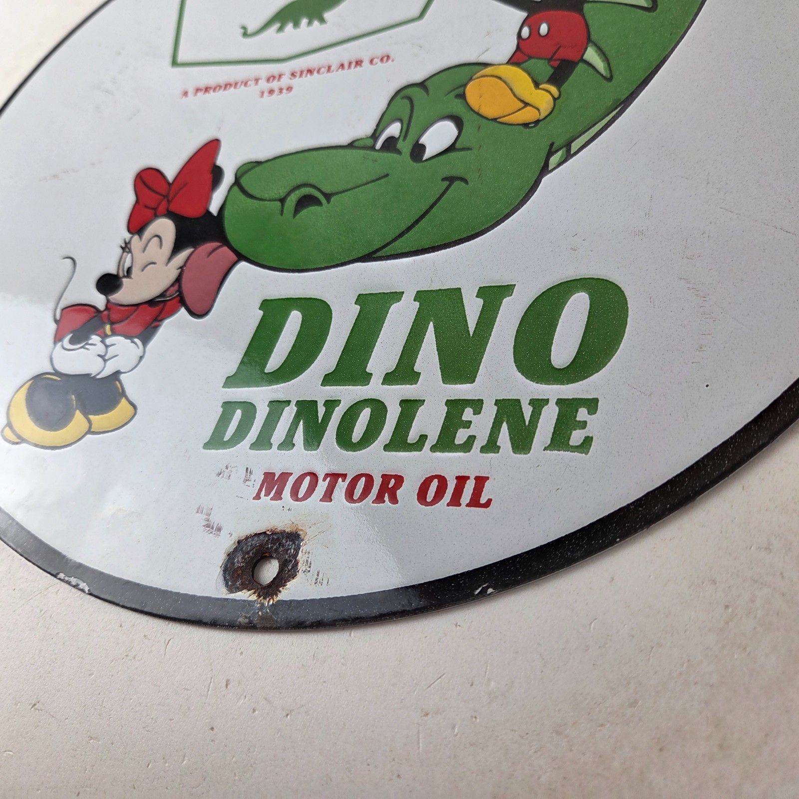 Vintage Sinclair Gas Porcelain Sign – Mickey Mouse Gasoline Pump Sign