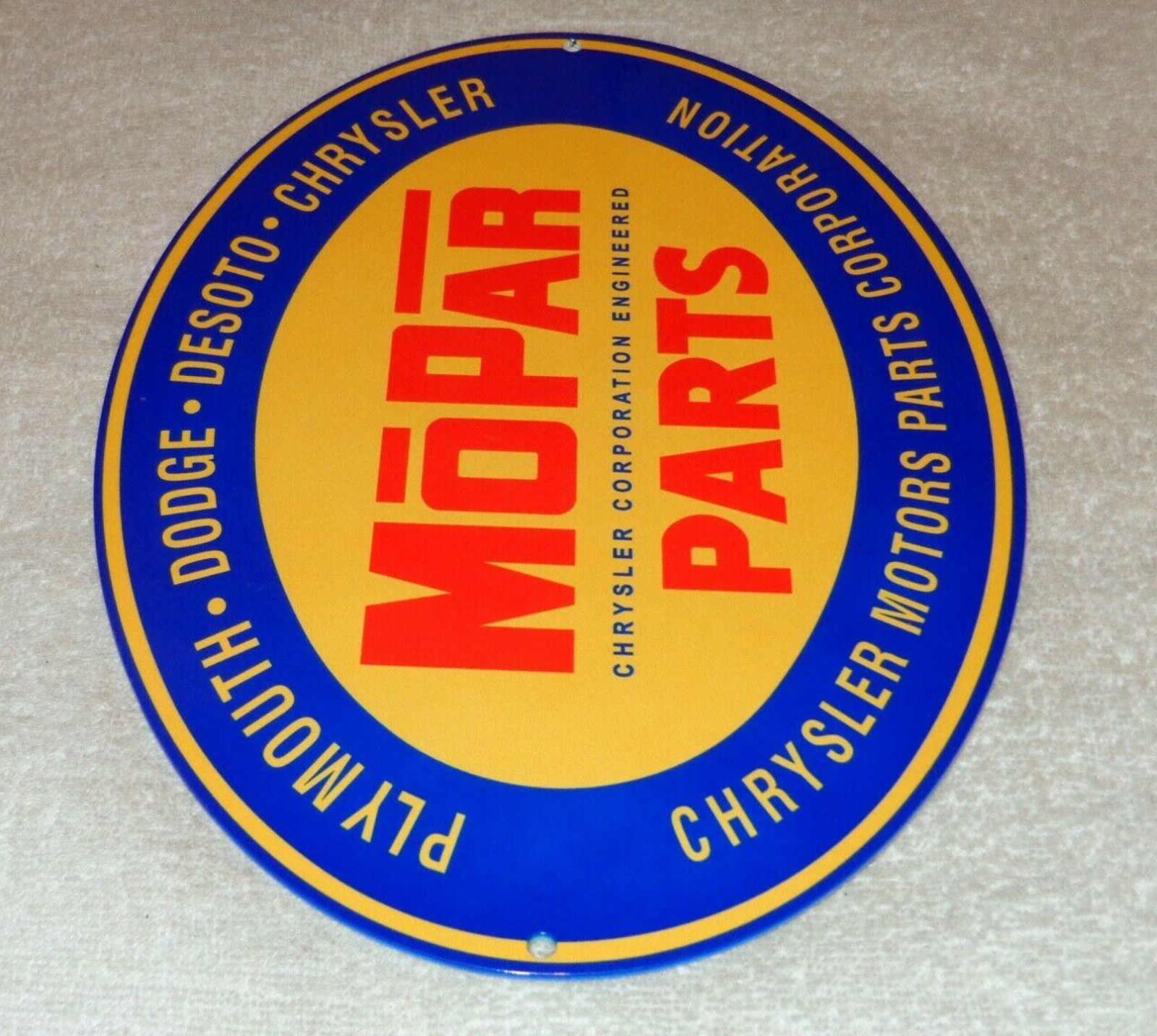 VINTAGE MOPAR PARTS CHRYSLER DODGE PLYMOUTH 1′ METAL CAR TRUCK GASOLINE OIL SIGN