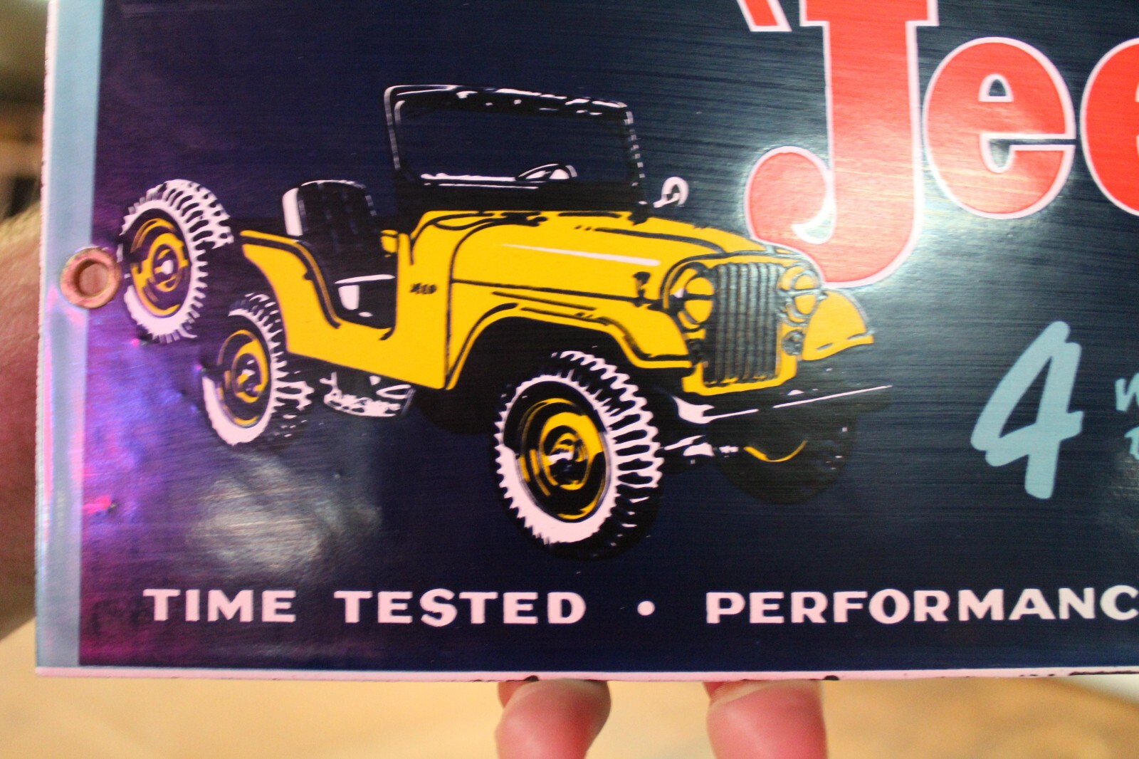 JEEP 4 WHEEL DRIVE VEHICLES DEALER PORCELAIN SIGN WILLY CJ7 WRANGLER CHEROKEE 66