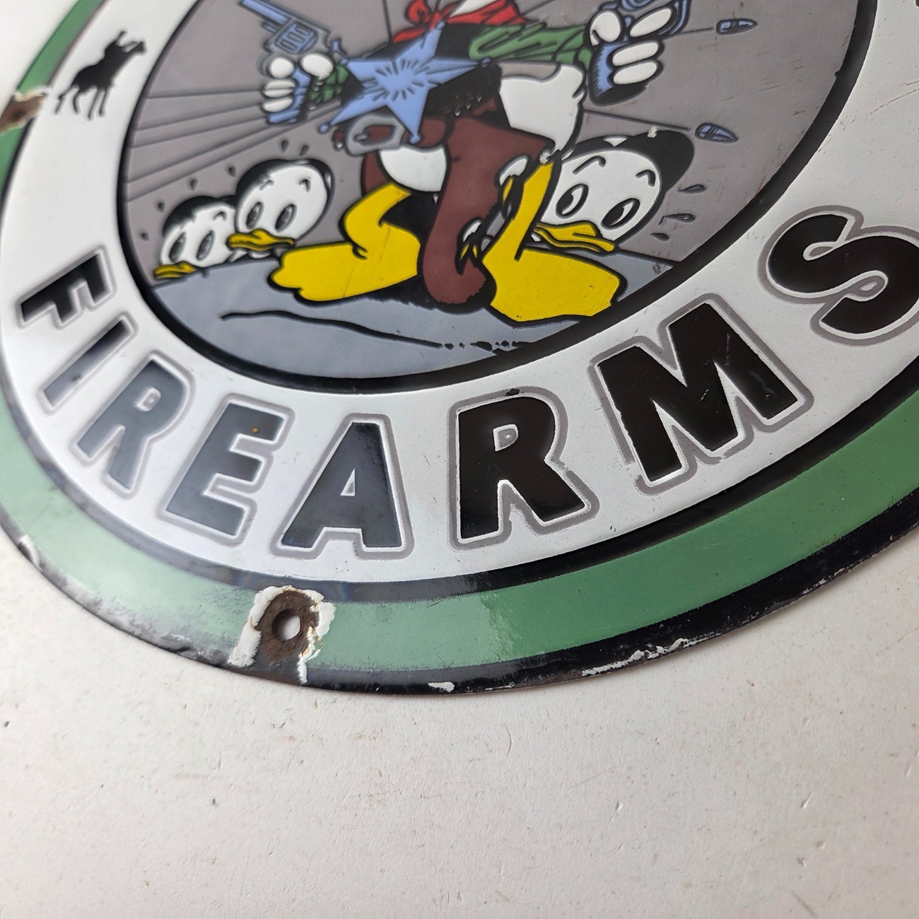 Vintage Marlin Firearms Sign – Donald Duck Comics Gas Pump Porcelain Sign