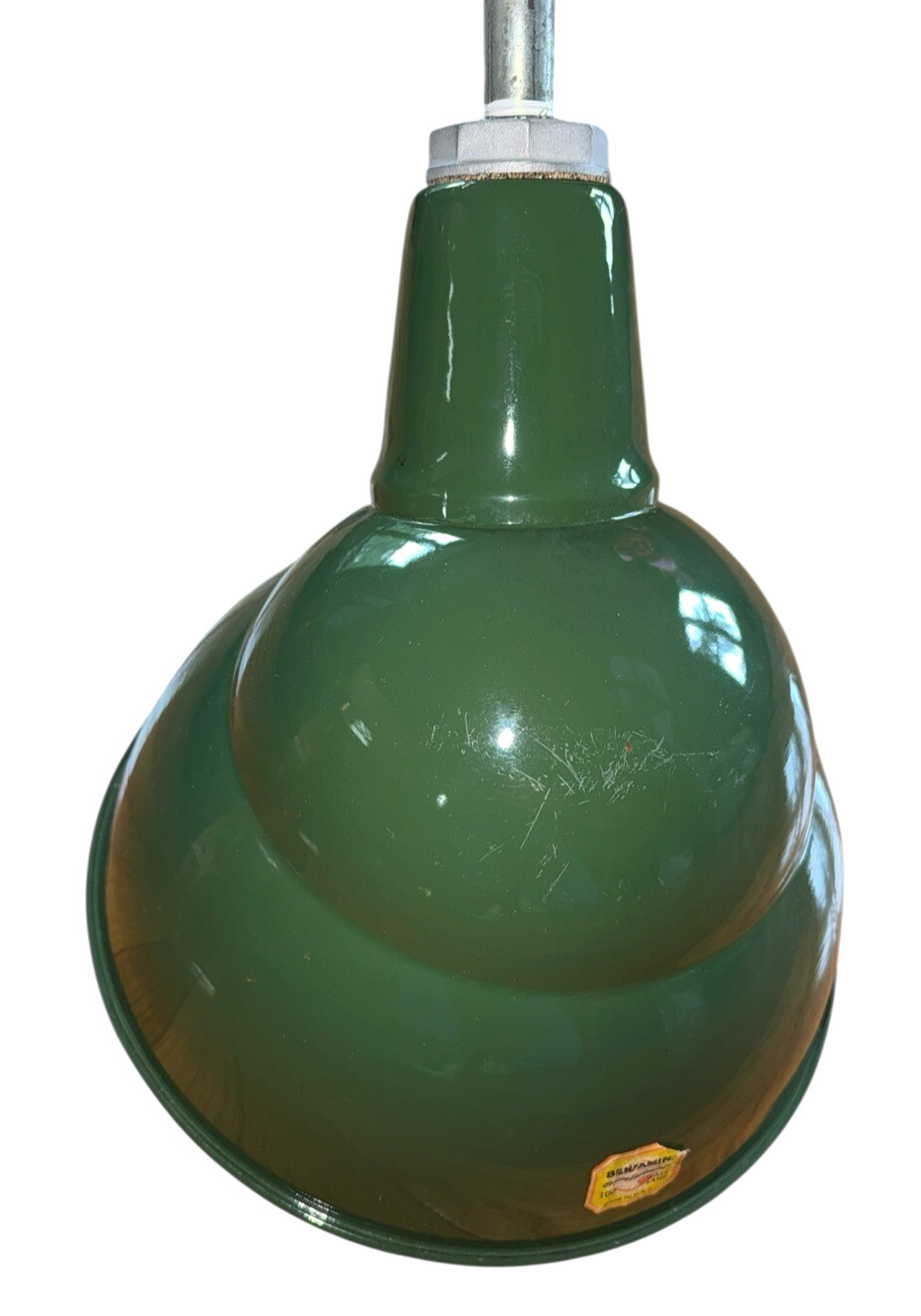 BIG Benjamin 12″ Gooseneck Sign Light 1930’s Green Porcelain Industrial Vintage