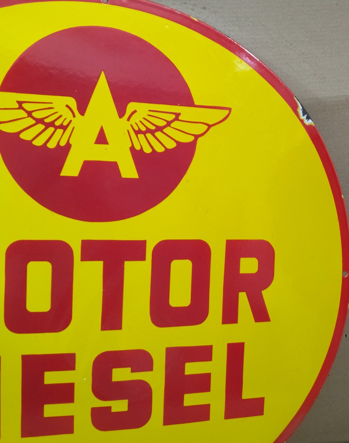 Flying A Motor Diesel Fuel Porcelain Enamel Sign 30 X 30 Inches 1 sides