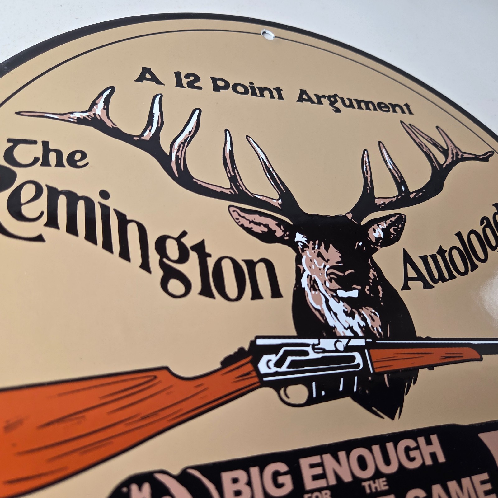 Vintage Remington Porcelain Sign – Firearms Rifles Deer Ammo Guns Gas Pump Sign