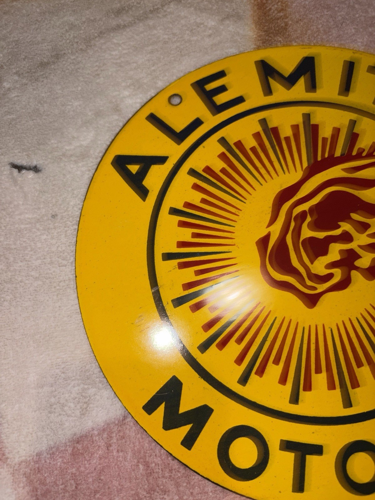 Porcelain Round Alemite Motor Oil Sign