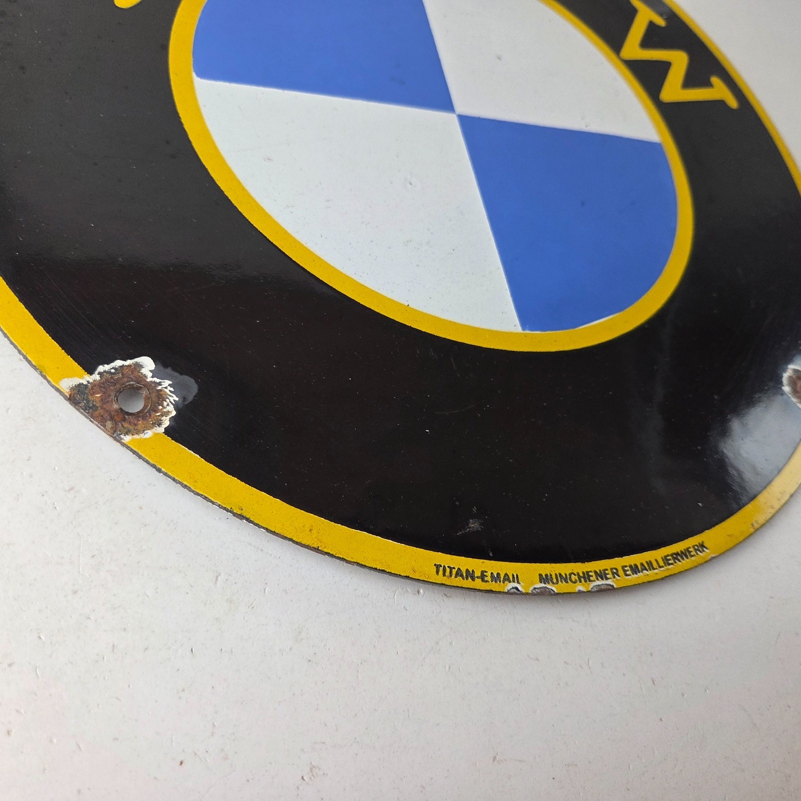 Vintage BMW Sign – Porcelain Gas Pump Sales Dealership Service Auto Sign
