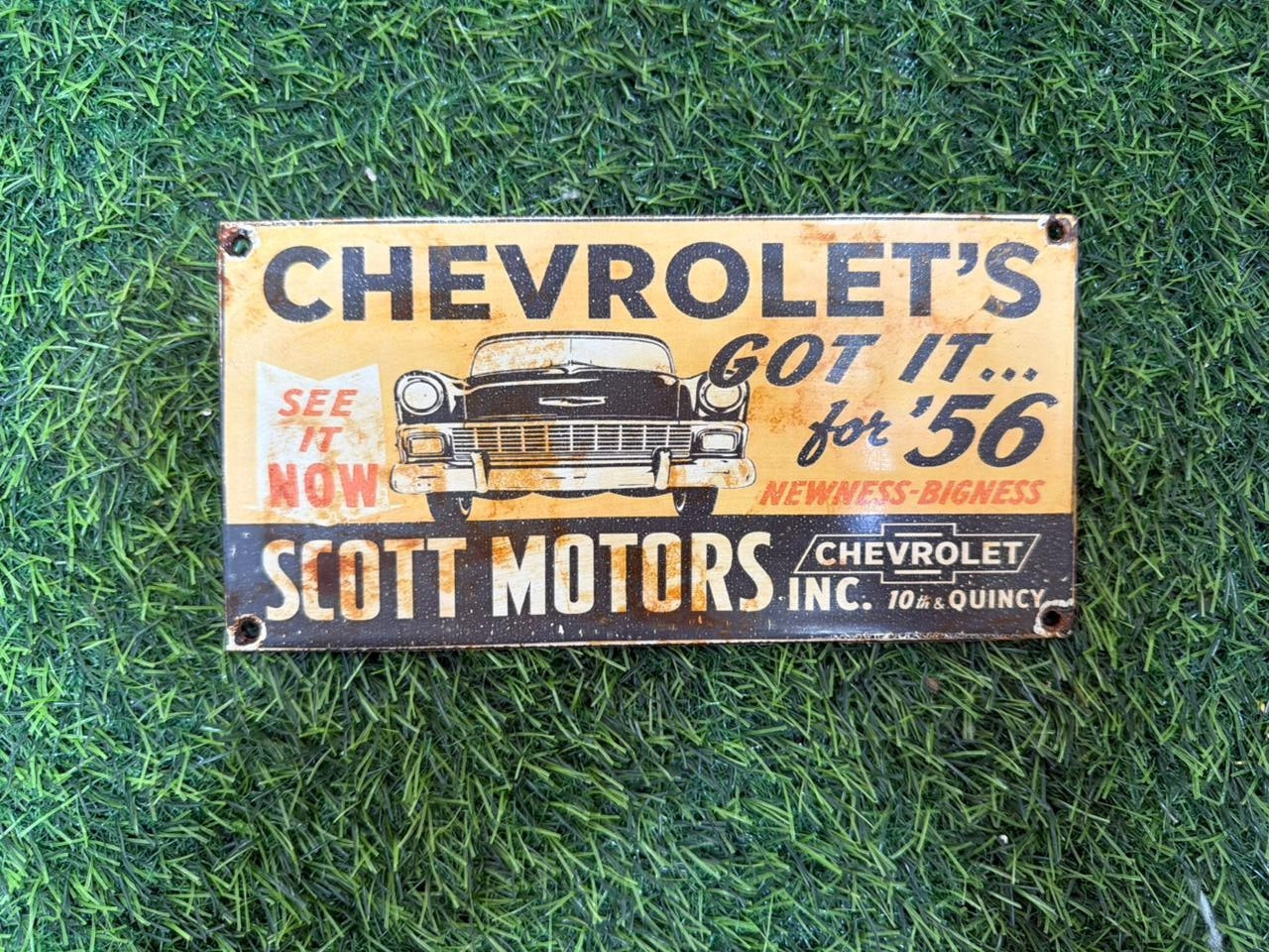 PORCELIAN CHEVROLET ENAMEL SIGN SIZE 8X4 INCHES