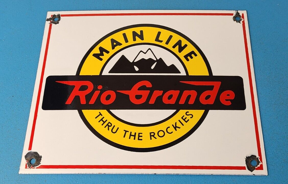 Vintage Rio Grande Railroad Sign – Railway Train Station Caboose Porcelain Sign