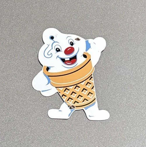 VINTAGE ICE CREAM CONE PORCELAIN SIGN CAR GAS OIL TRUCK MOTORCYCLE