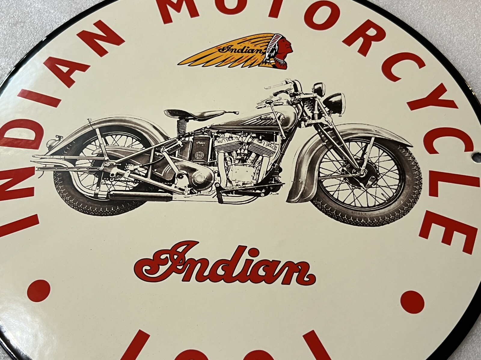 12in Motorcycle PORCELAIN ENAMEL SIGN OIL Dealer Service
