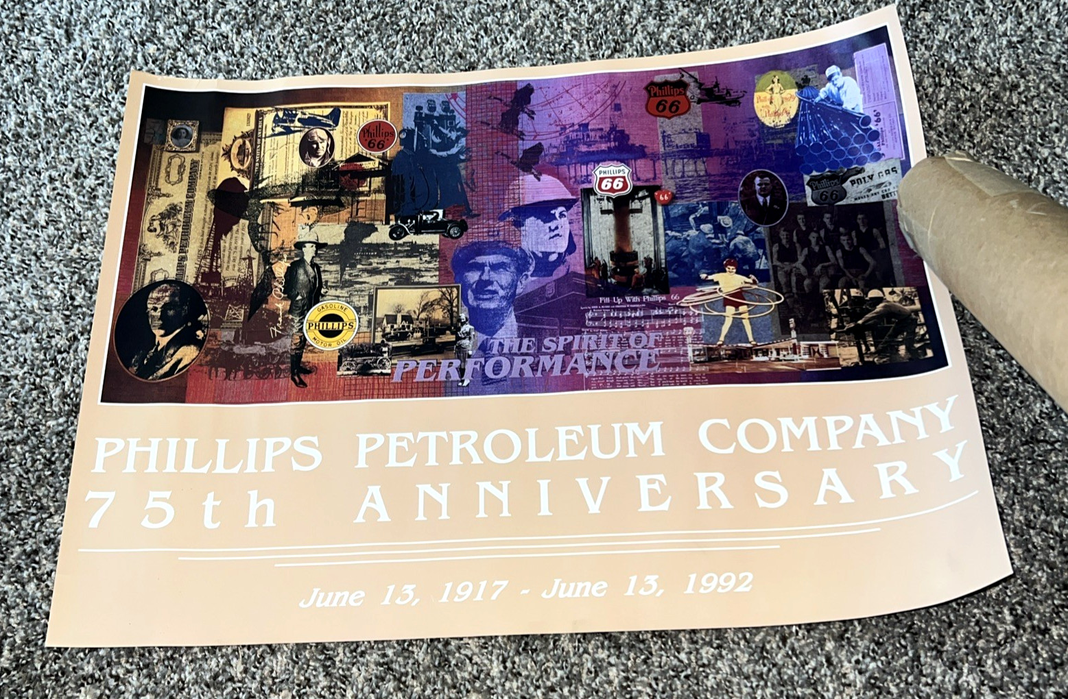 Vtg. PHILLIPS 66 Petroleum 75th Anniversary Motor Oil Poster / Sign