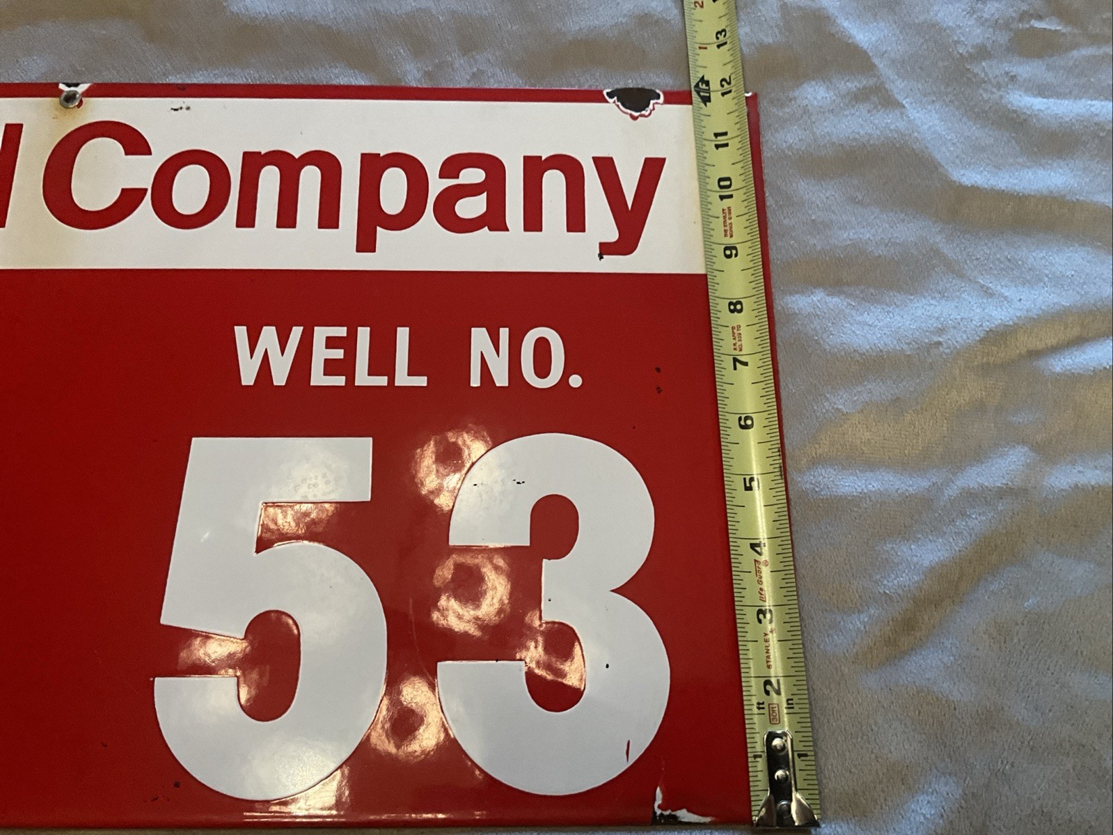 Vintage Porcelain Oil Field Sign-Getty Oil Company “ SYCAMORE” Well No. 53