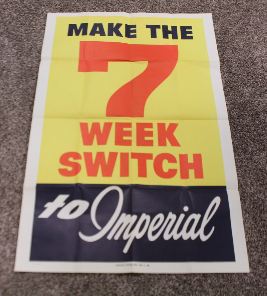 Vintage Original 1962 Atlantic Imperial Gas & Oil Poster Sign 28×44