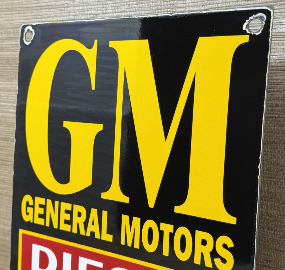 VINTAGE GENERAL MOTORS PORCELAIN DEALERSHIP SIGN GAS SALES SERVICE OIL DIESEL