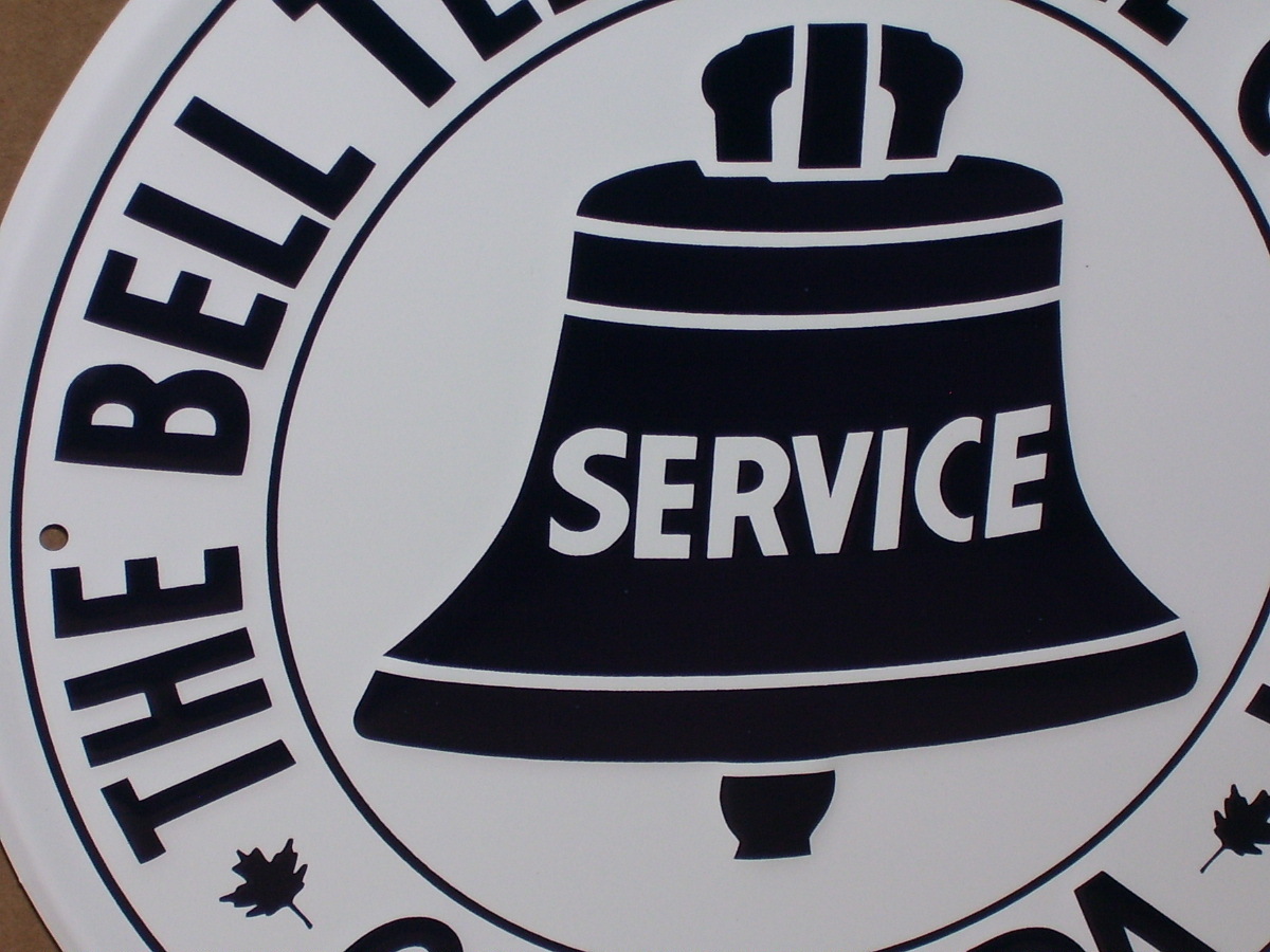 CANADA PHONE SIGN – Bell Telephone Company – GAS STATION SIGN – Shows MAPLE LEAF