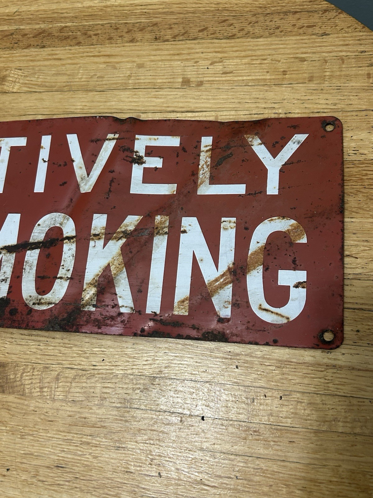 Vintage Enameled Steel Sign ‘POSITIVELY NO SMOKING’ 20”x7” Free Shipping