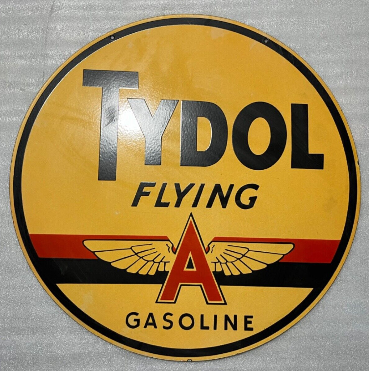 FLYING A TYDOL GASOLINE PORCELAIN ENAMEL GAS & OIL SIGN 30″ DSP.