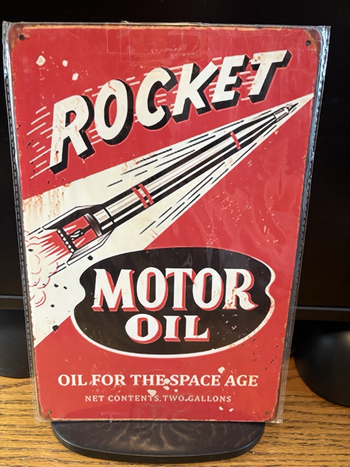 ROCKET+GOLDEN SHELL MOTOR OIL+CLIPPER GAS METAL SIGNS 8×12” NIP FOR MANCAVE-SHOP