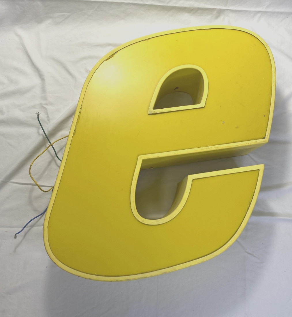 Vintage Metal Tall Lower Case Letter e 24″ Signage Piece