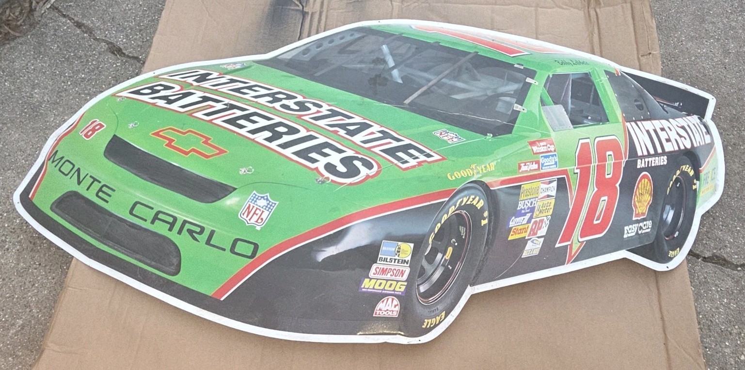 2003 NASCAR Bobby Labonte #18 Interstate Battery 46″x18″ Tin Metal Car Sign
