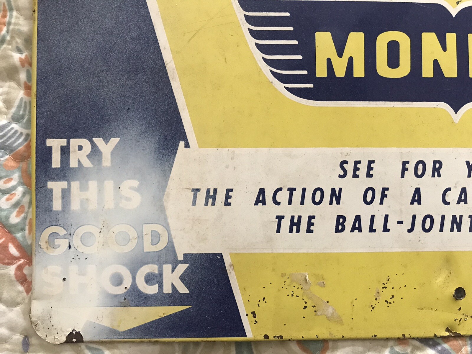 AUTHENTIC, RARE, ORIGINAL MONROE SHOCKS METAL ADVERTISING SIGN SCARCE L👀K 👈🏻