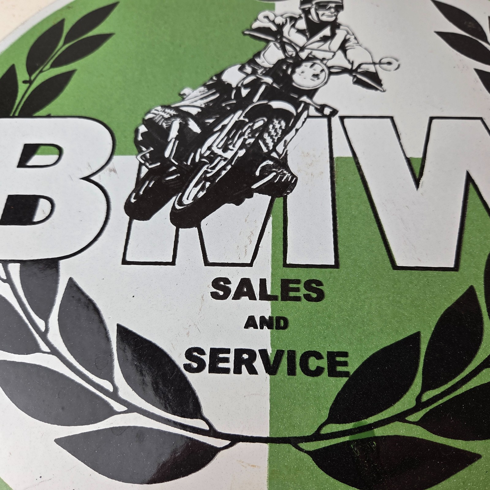 Vintage BMW Sign – Porcelain Motorcycle Gas Pump Service Auto Sign