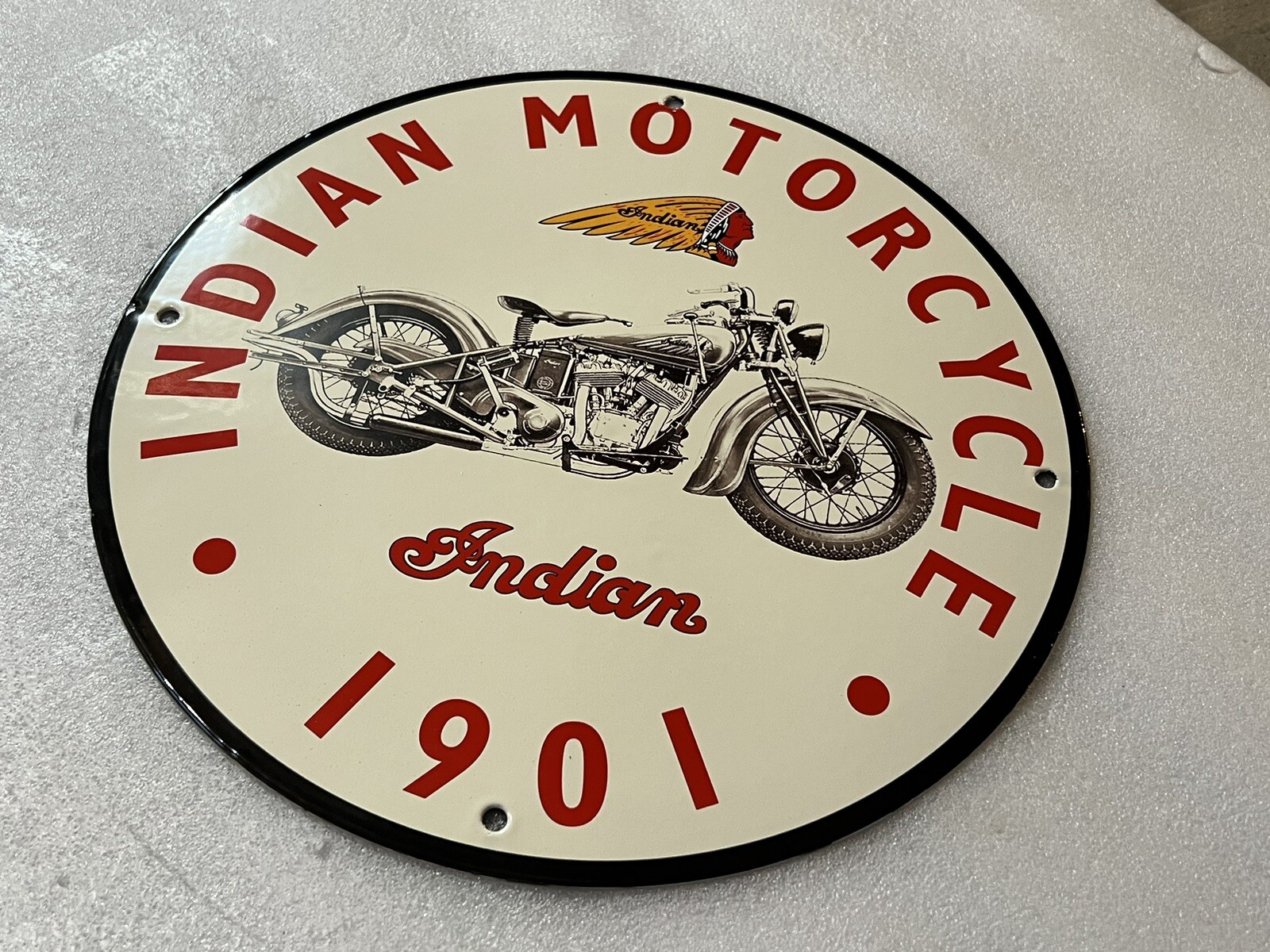 12in Motorcycle PORCELAIN ENAMEL SIGN OIL Dealer Service