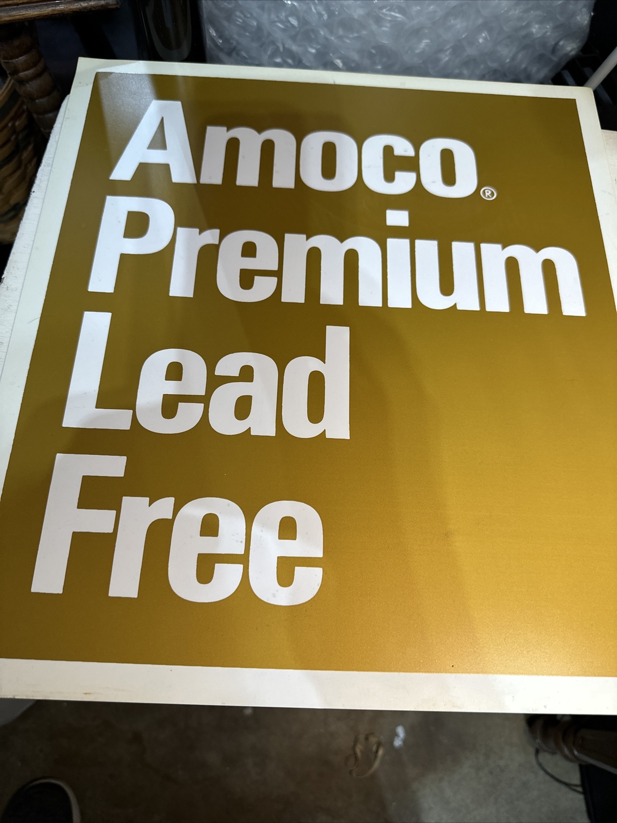 Amoco Gas Pump Skirt Sign Premium Lead-Free 13.5×15 Paper Authentic Vintage