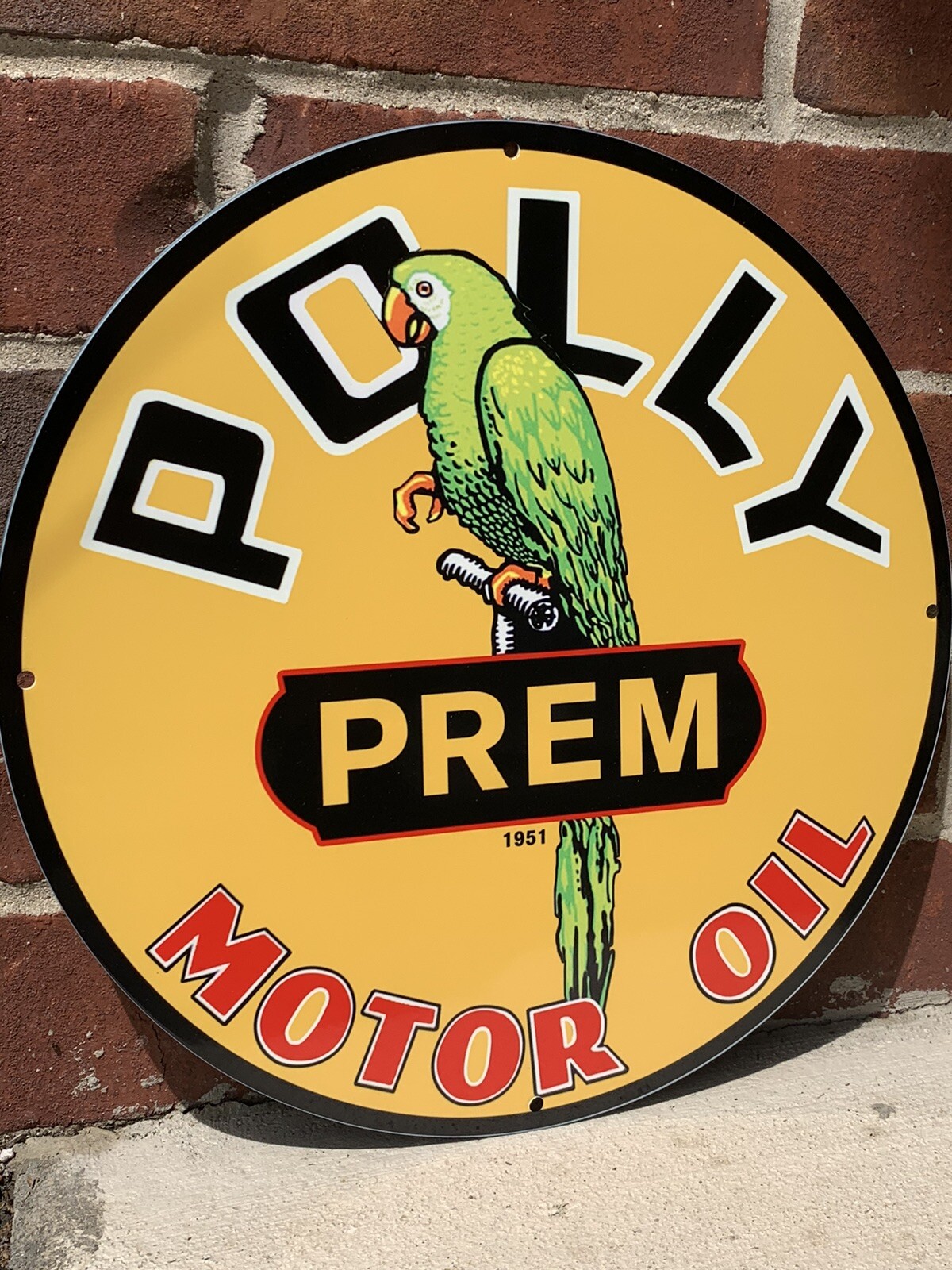 Polly Parrot Gasoline Heavy Steel Sign Vintage Metal Style Oil Gas Pump Plate