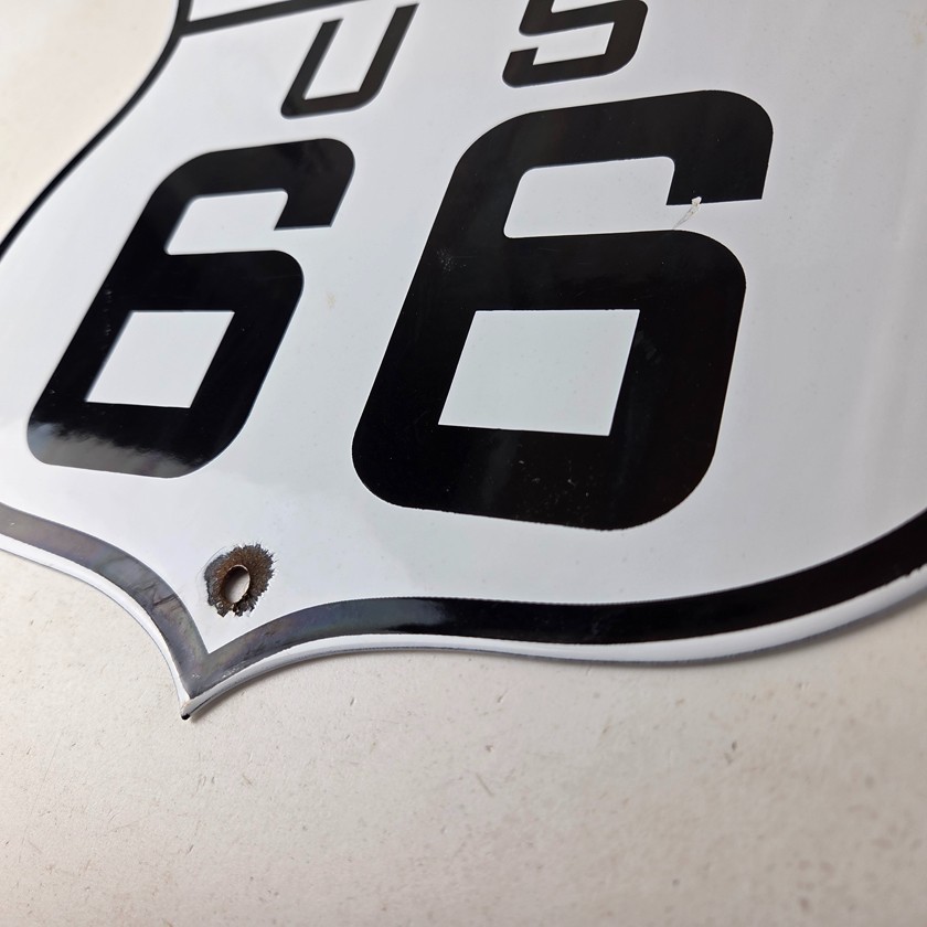 Vintage US Route 66 Missouri Sign – Porcelain Hwy Road Marker Gas Pump Sign