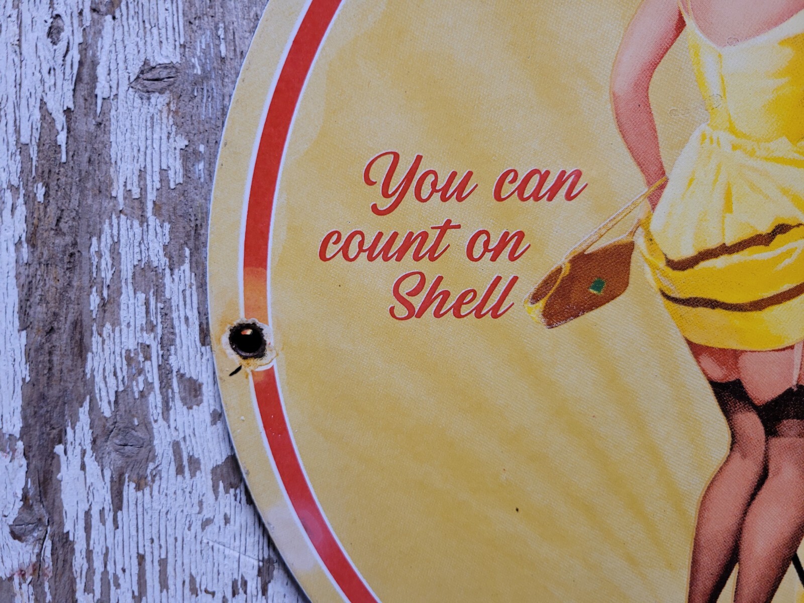 VINTAGE PORCELAIN SIGN OLD 12″