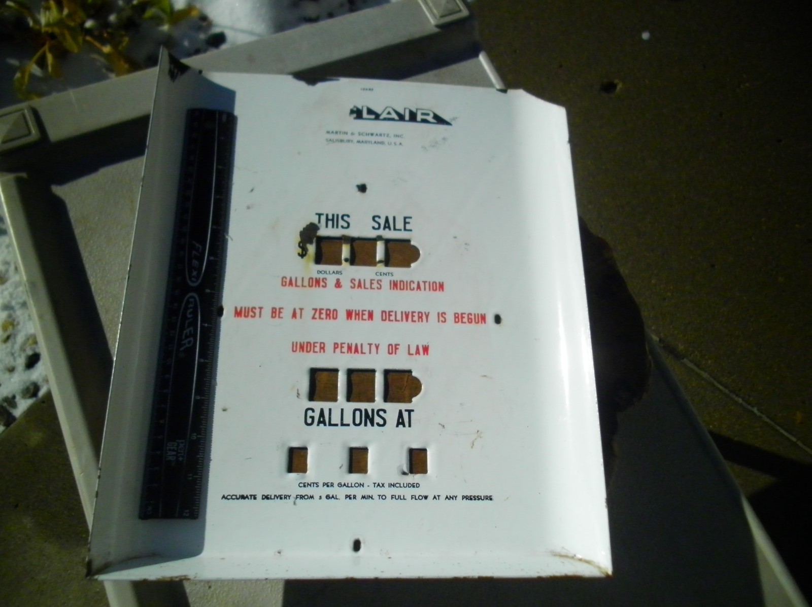 Vintage 1950s Martin & Schwartz Gas Pump Porcelain Meter Sinclair Faceplate Sign
