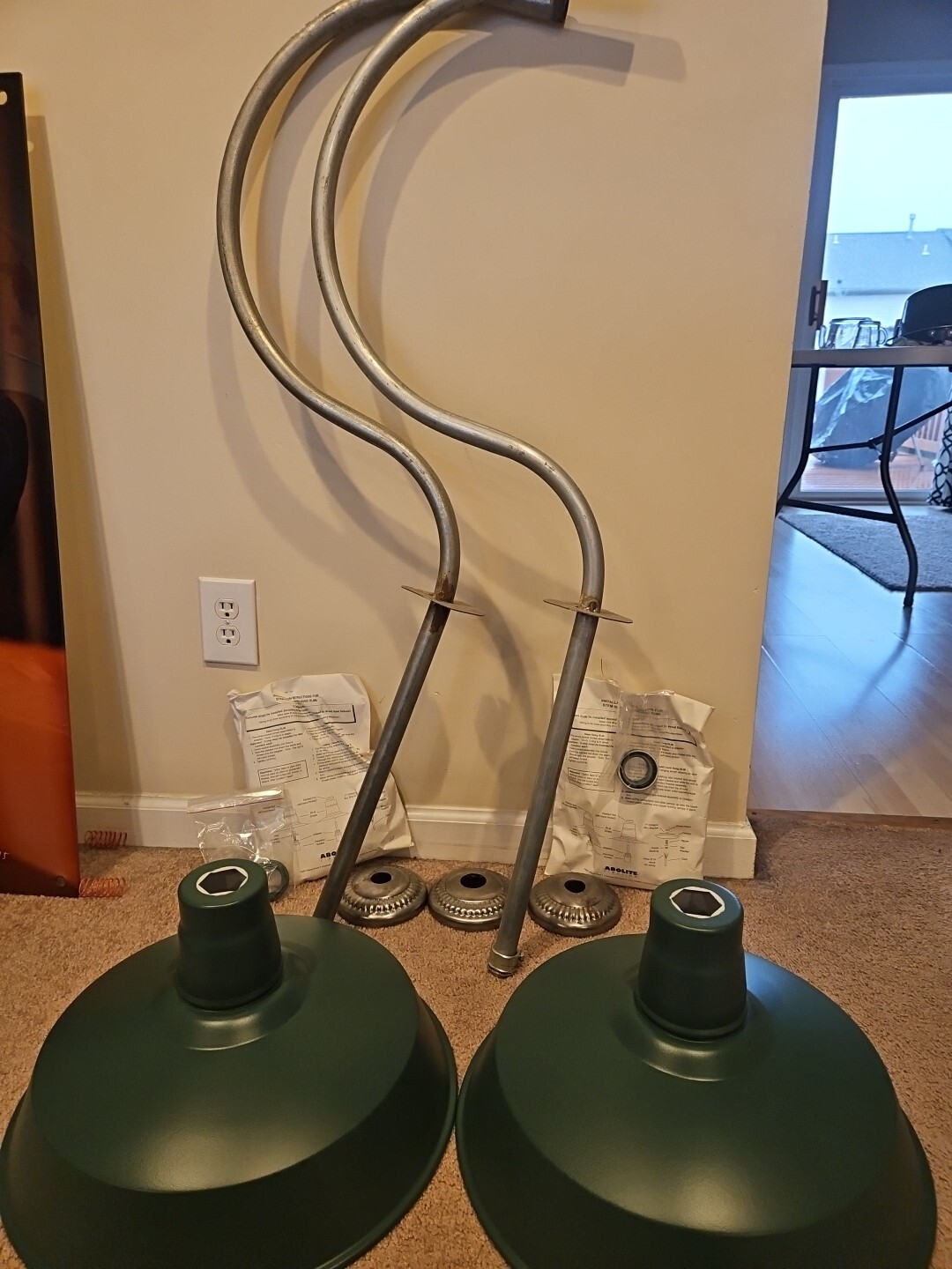 Lot of 2 Abolite Gooseneck Lights 141776 16.5” Green Gas Station Vintage 90s