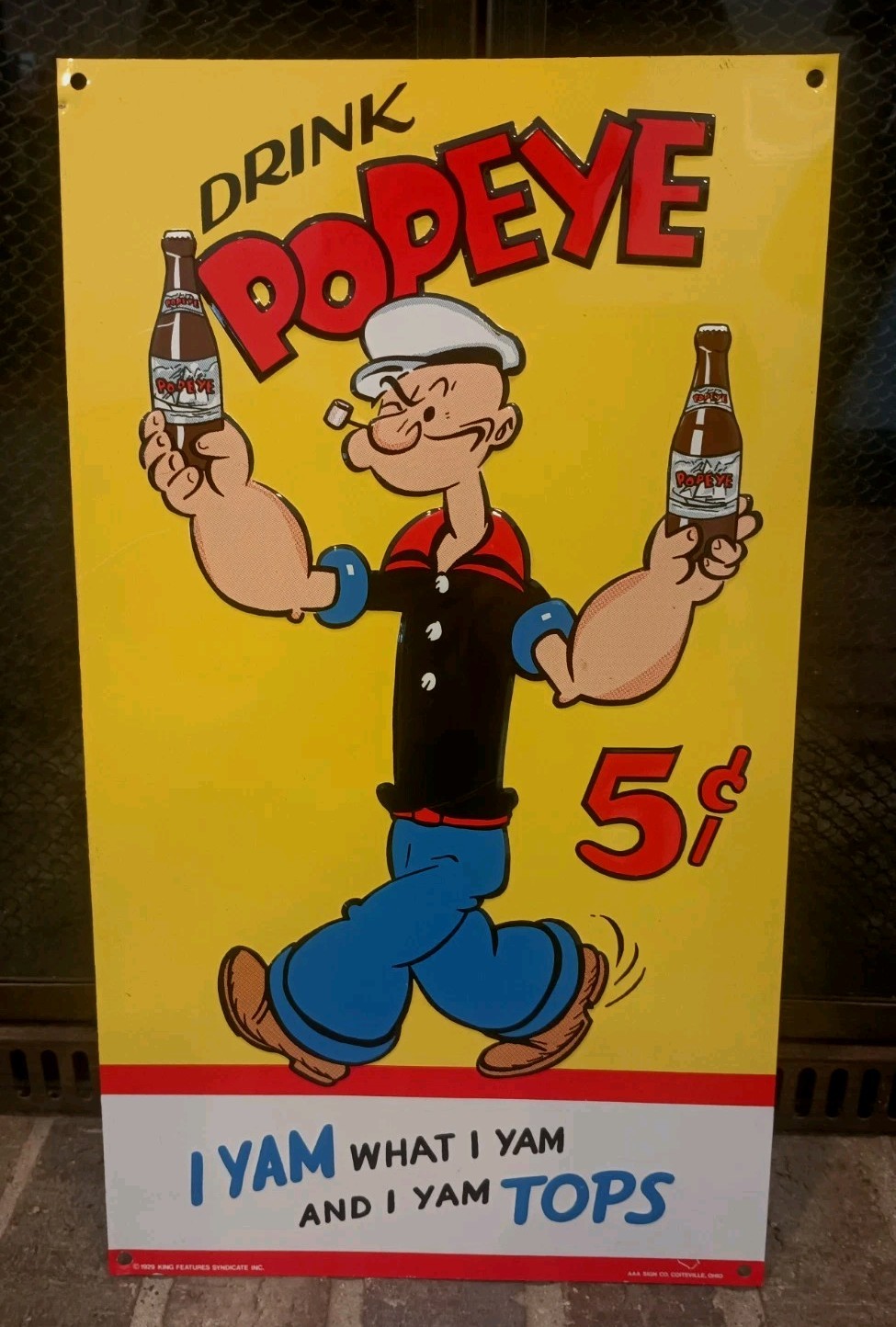 DRINK POPEYE SODA POP Metal Sign 9×16 – AAA Sign Co Coitsville OH Vintage Repro