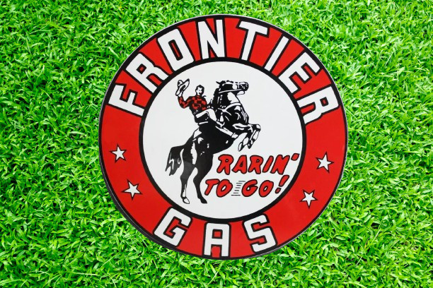 Frontier gas Pure Porcelain Enamel Heavy Metal Sign 30 Inches Double Side