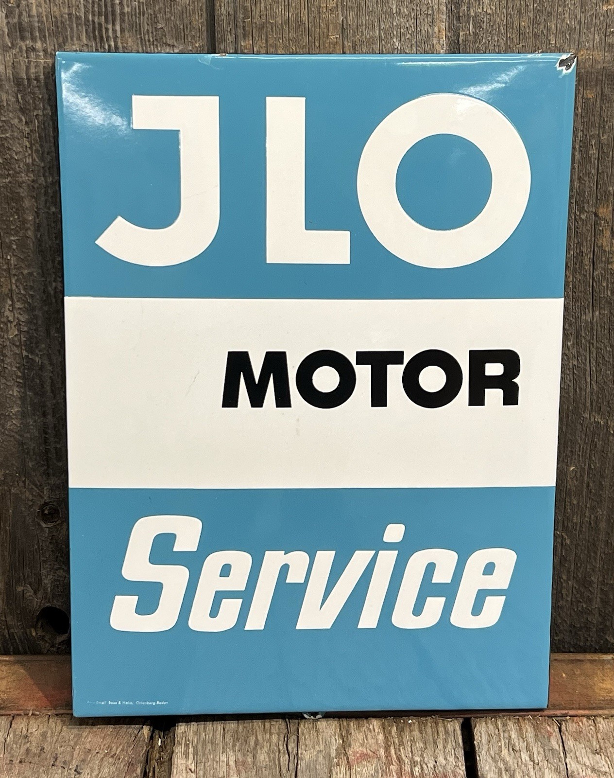 RARE Vintage I LO MOTOR SERVICE German Small Engine Manufacturer Porcelain Sign