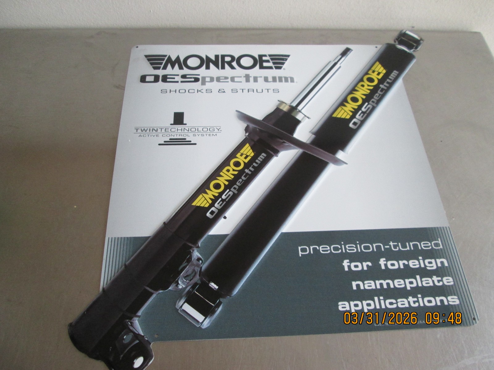 Vintage MONROE OESpectrum SHOCKS AND STRUTS Tin Sign 2011 Never Hung