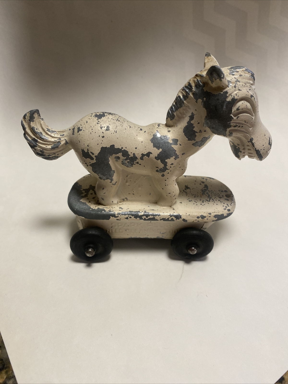 Rare Vintage 1930’s AC Spark Plugs Sparky Cast Metal Toy Gas Oil On Wheels