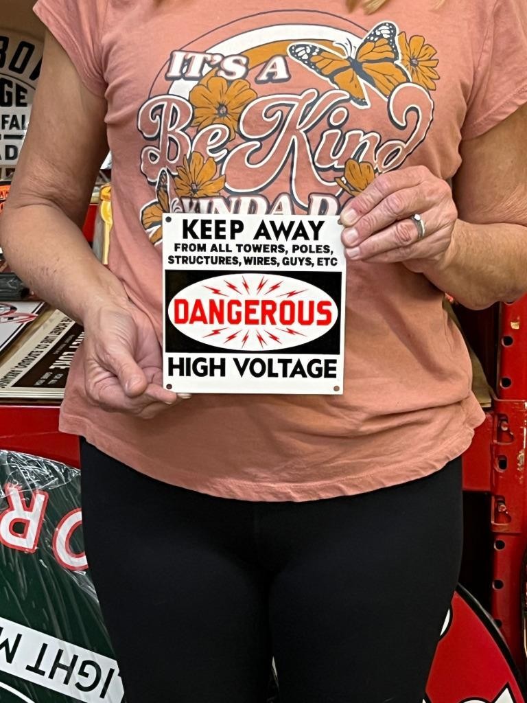 Vintage Style Metal Sign Danger High Voltage NOT Porcelain 6×6 Made USA