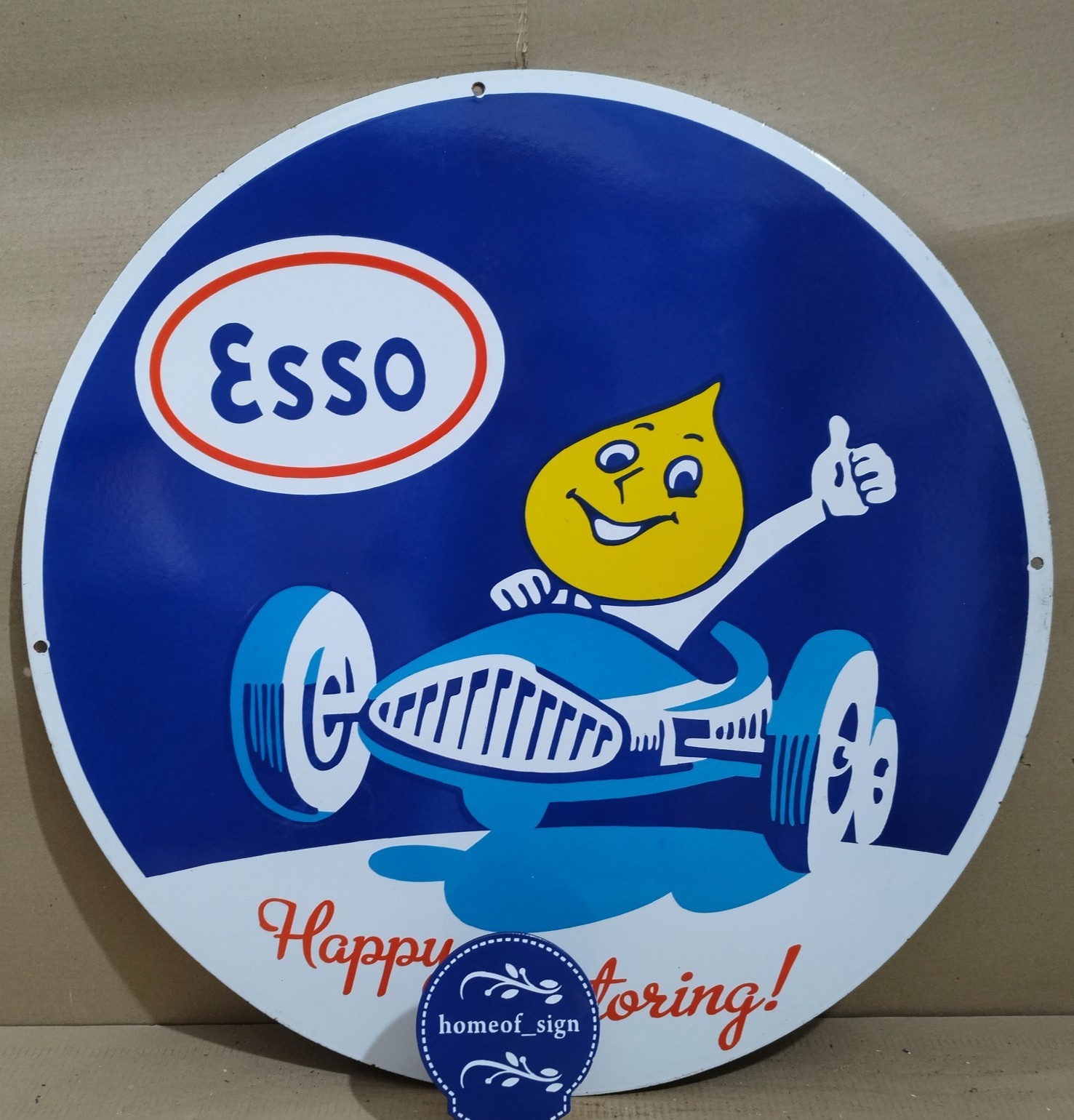 Esso Porcelain Enamel Sign 30 X 30 Inches 1 sides