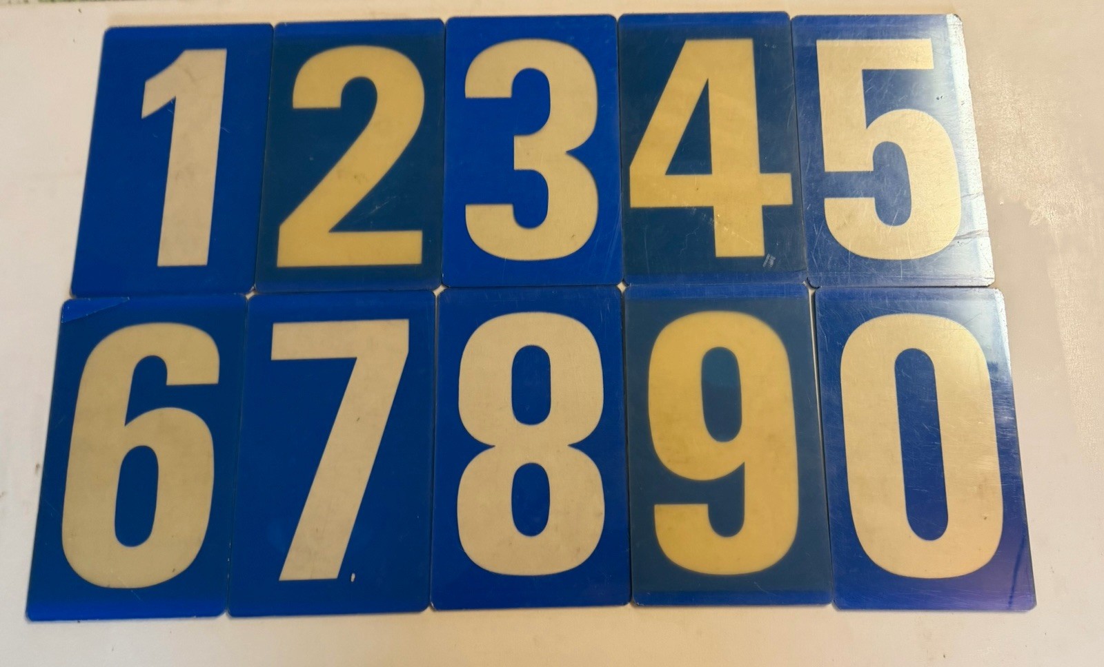 VINTAGE GAS STATION ACRYLIC PRICE SIGN NUMBER SET BLUE 1 2 3 4 5 6 7 8 9 0