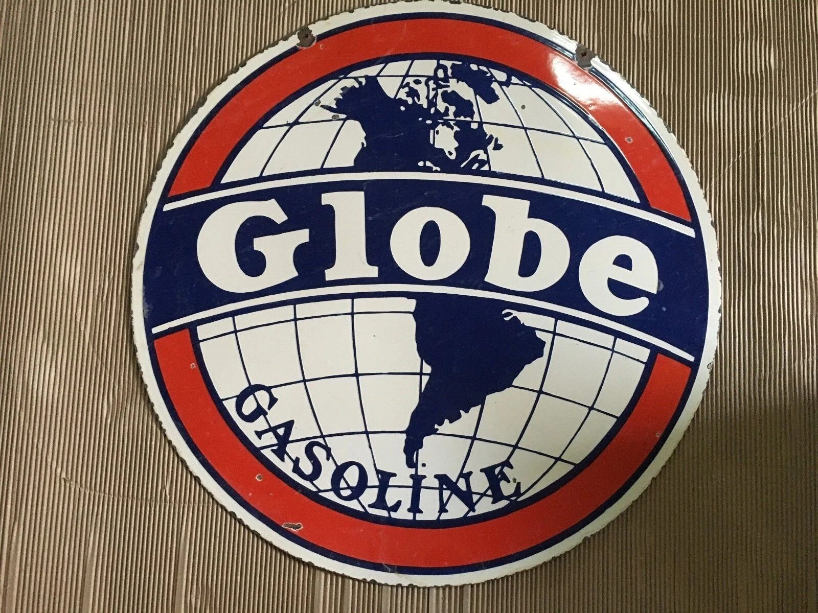 PORCELIAN GLOBE ENAMEL SIGN SIZE 30X30 INCHES DOUBLE SIDED